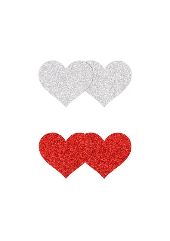 2 Paar Glitzer-Nippelsticker Herz