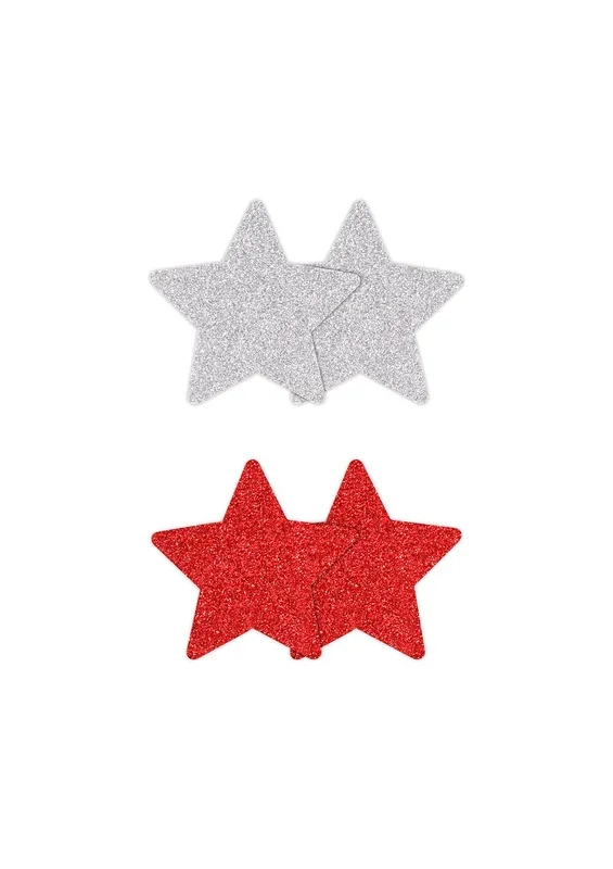 2 Paar Glitzer-Nippelsticker Stern