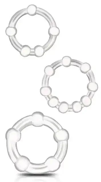 3er Set Perlen Mini Soft Cockrings Transparent