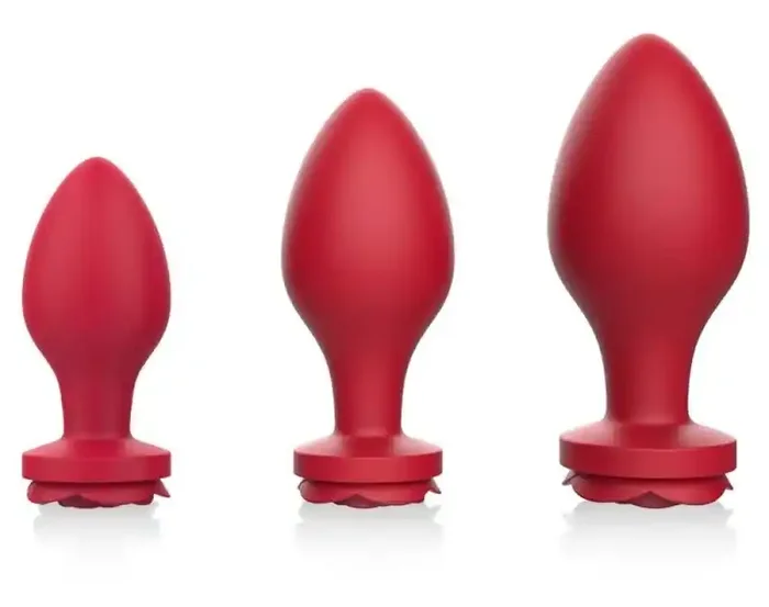 3er-Set Schmuck-Plugs Rosa Roses