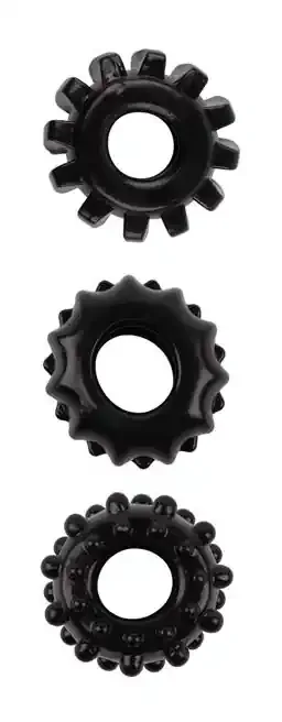 3er-Set Soft-Cockrings Gear Up Schwarz
