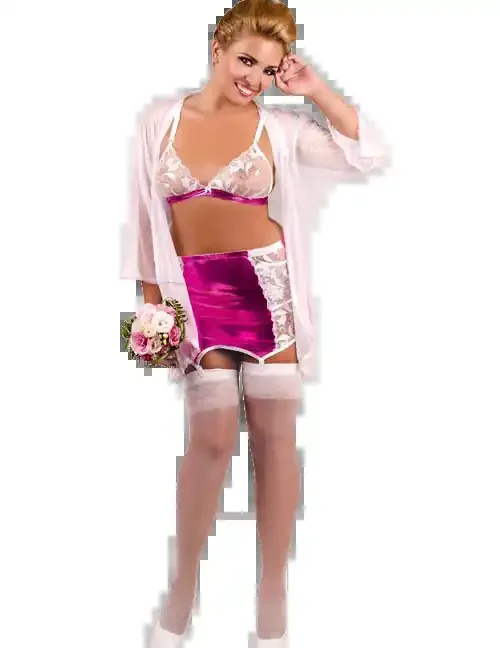 4-teiliges Set Wetlook Chiffon und Spitze