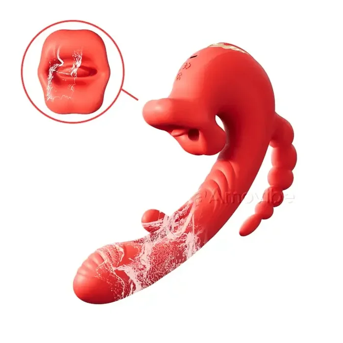 5-in-1 App-gesteuerter Vibrator mit Leck-, Klopf- und Saugmodi