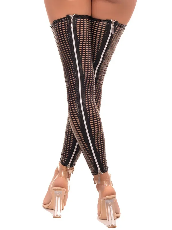 7-Heaven Wetlook-Beinstulpen, schwarz