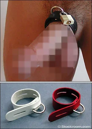Abschließbarer Leder Cockring schwarz