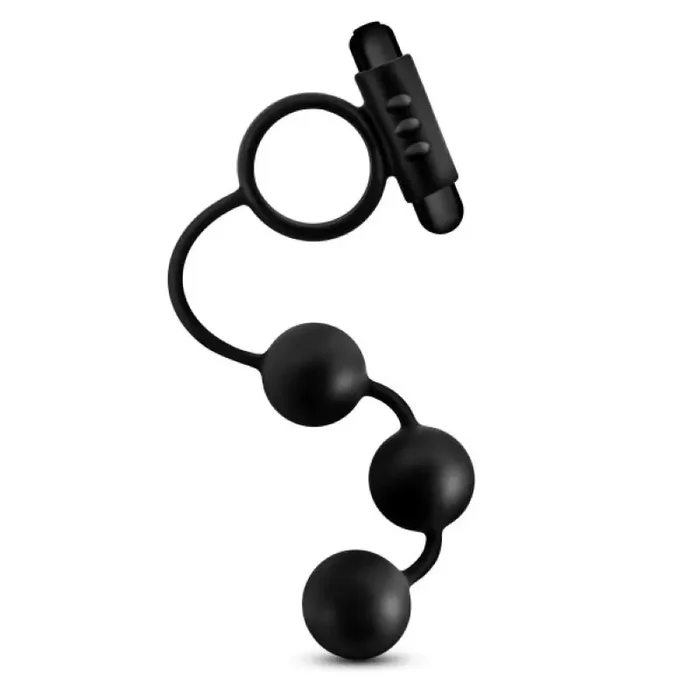 Anal Adventures Platinum – Analperlen mit vibrierendem Penisring