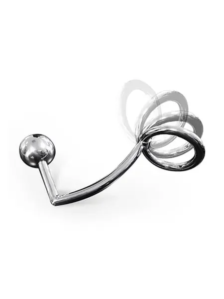 Anal Intruder Edelstahl-Penis-/Hodenring (40mm) mit Analplug