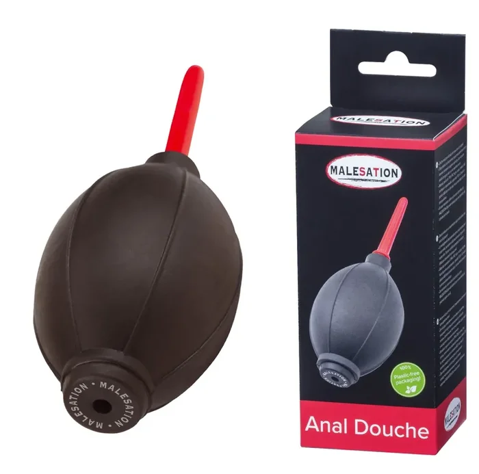 Analdusche mit Pumpball in Schwarz-Rot