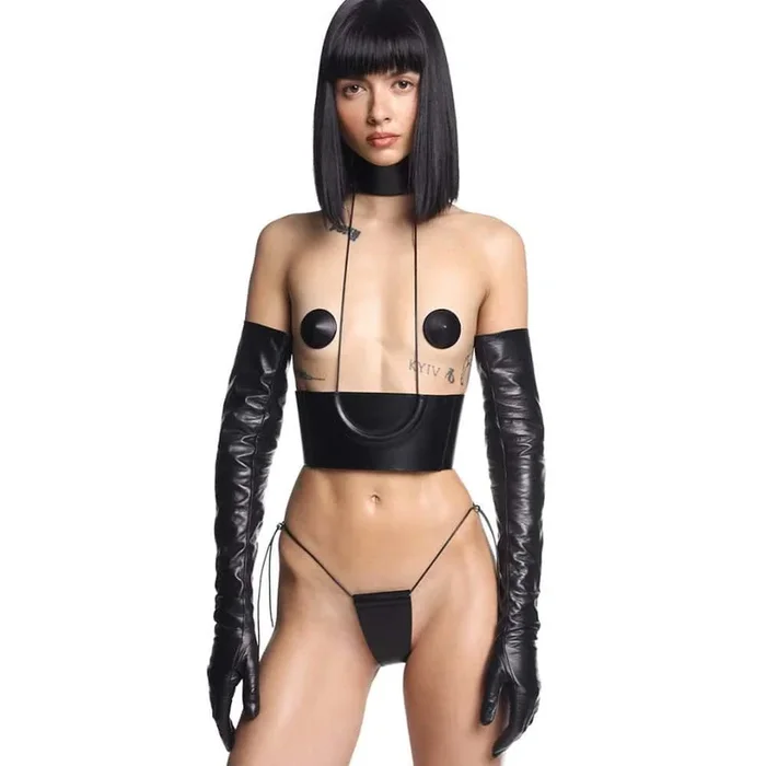 ANOESES Cuir Ceinture Corset CRYSTAL