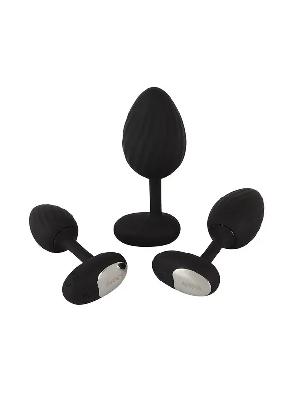 ANOS RC Butt Plug Set 3-teiliges Vibro-Analplug-Set, schwarz