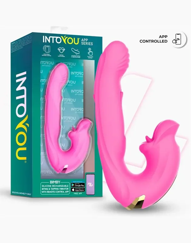 App-gesteuerter Beiß- und Doppelzungen-Vibrator – Pink