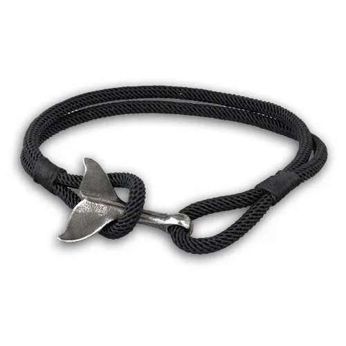 Armband ‚Walflosse‘ Edelstahl mit Leder