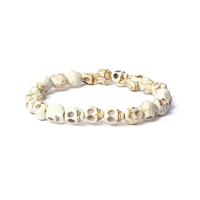 Armband / Mala – 21 schädelförmige Perlen – elastisch