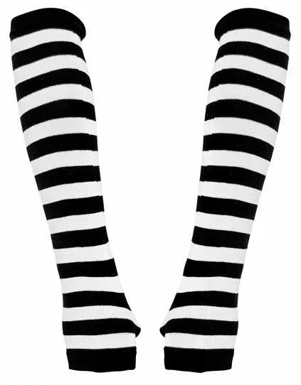Armstulpen gestreift (Farbe: Schwarz / Weiss)