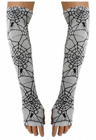 Armstulpen Handschuhe – helles Spinnennetz