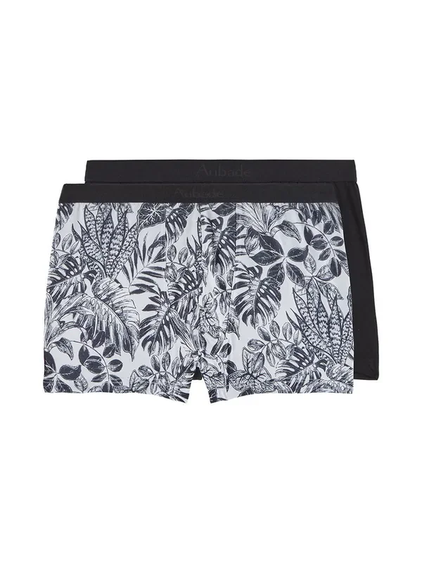 Aubade Black Leaves Boxer 2er Pack, schwarz/weiß print