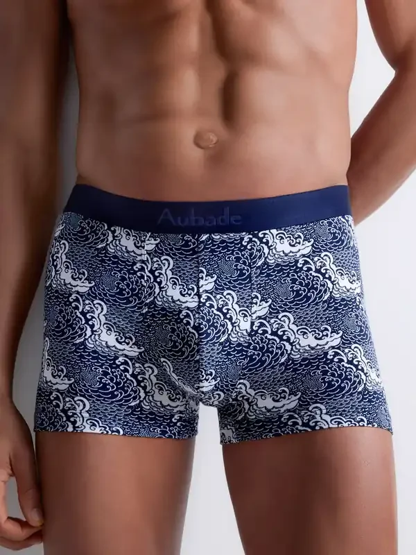 Aubade New Wave Gots Boxer, blau/weiß