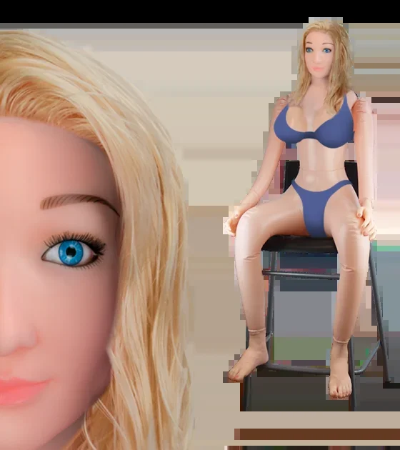 Aufblasbare Gummipuppe in Blond mit Vibration Maisie