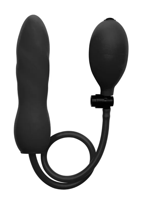 Aufblasbarer Anal-Plug mit Twist-Struktur – schwarz