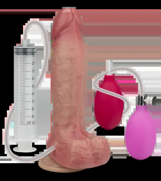 Aufblasbarer Saugnapf-Dildo mit Spritzfunktion Calvin