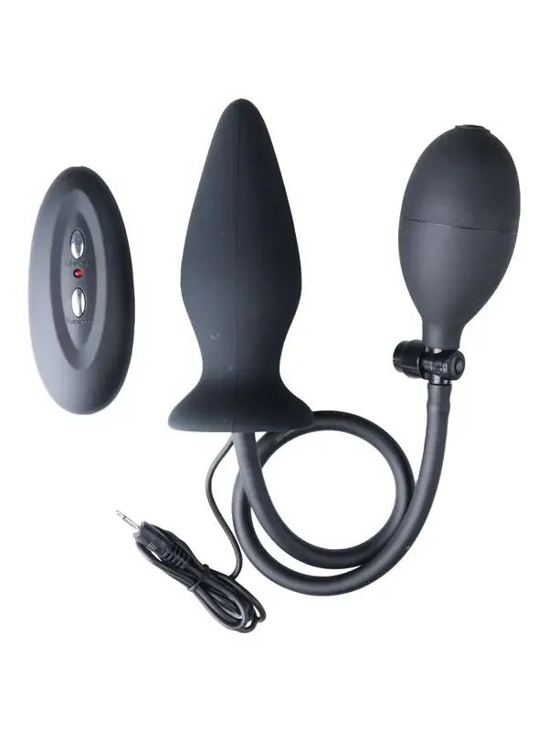 Aufblasbarer vibrierender Plug aus Silikon – Schwarz