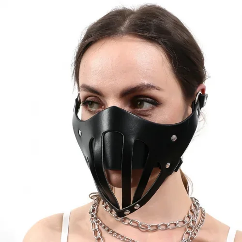 Ausgehöhlte Punk Maske (Farbe: Schwarz)