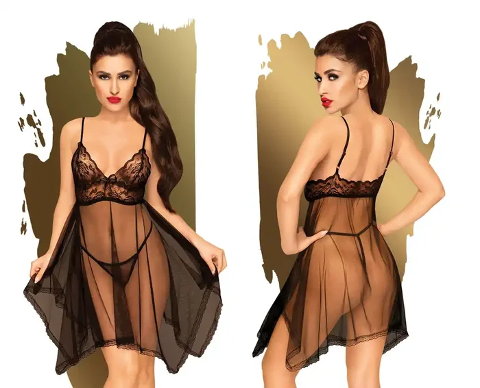 Babydoll Negligee Spitzenbordüre Dessous
