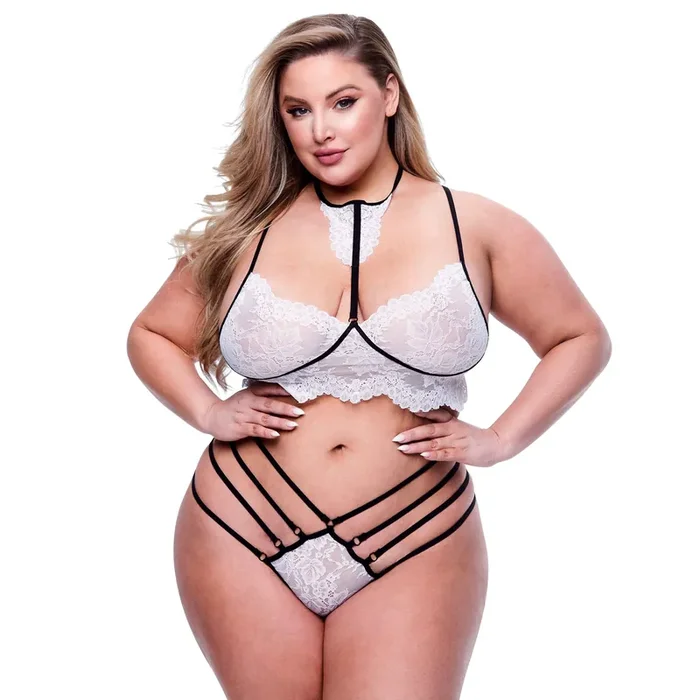 Baci – 2pc Strappy Lace Bra & Panty Set Queen