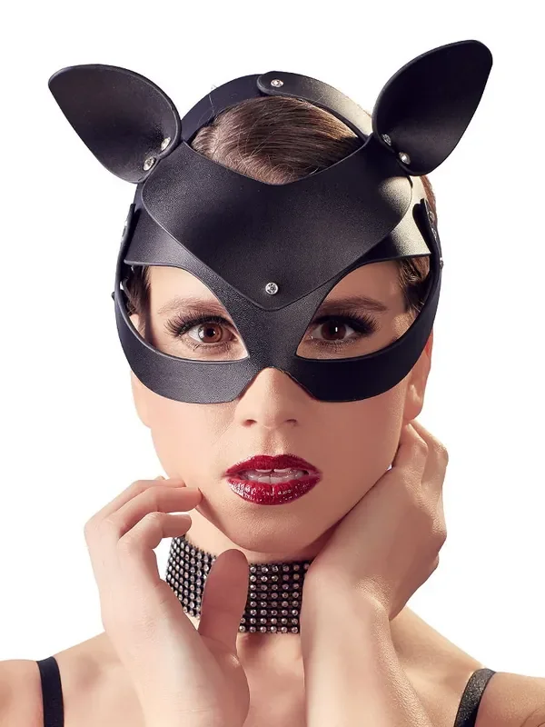 Bad Kitty Catmask Strass Kopfmaske Katze, schwarz