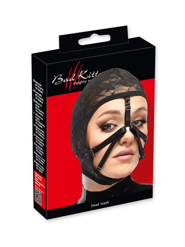Bad Kitty Kopfmaske aus Spitze, schwarz