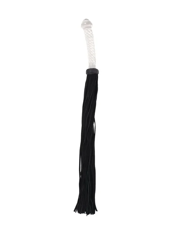 Bad Kitty Lederpeitsche mit Glas-Dildo, schwarz/transparent