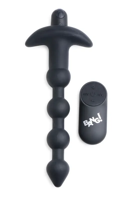 BANG! – 28X Vibrations-Silikon-Anaalkugeln mit Fernbedienung – Schwarz