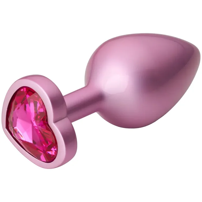 Baseks Pinker Perlmutt-Metall-Analplug mit Herz-Juwelen-Schmuck Medium 8,2 cm
