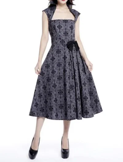 Belted Pleat Dress Grey