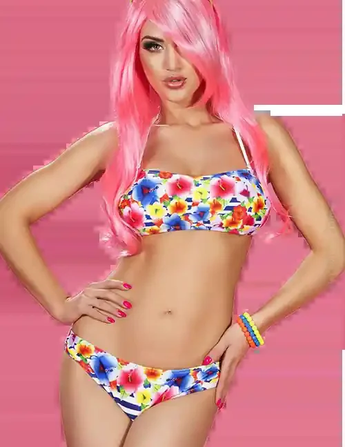 Bikini mit Push Up & Blumen Muster