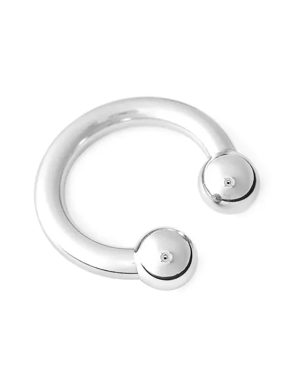 Black Label Circular Barbell Bracelet Edelstahl-Armband, silber