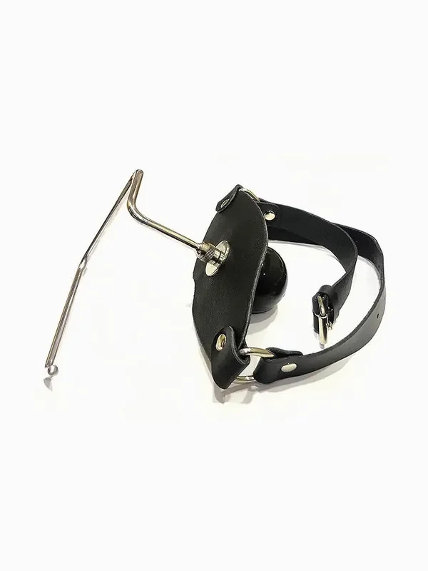 Black Label The Holder Ball Gag Leder-Knebel mit Silikon-Ballknebel, schwarz
