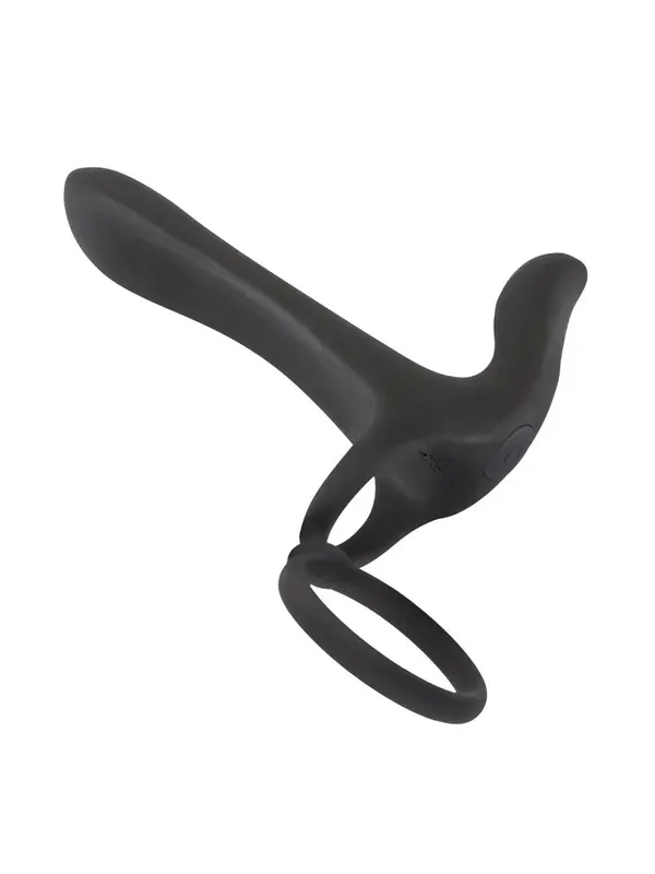 Black Velvets Couples Vibrator Penisring mit Vibratoraufsatz, schwarz