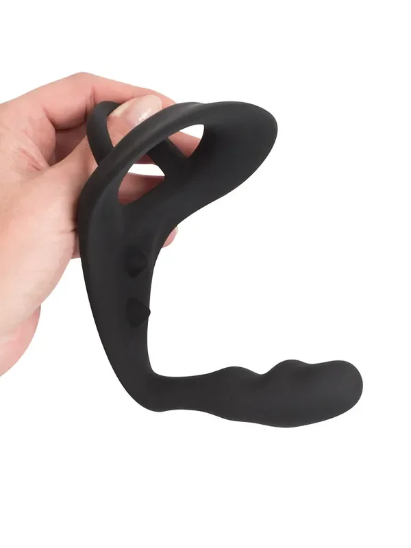 Black Velvets Penisring mit Analplug, schwarz