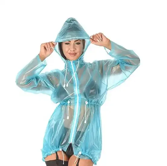 Blaue PVC Regenjacke