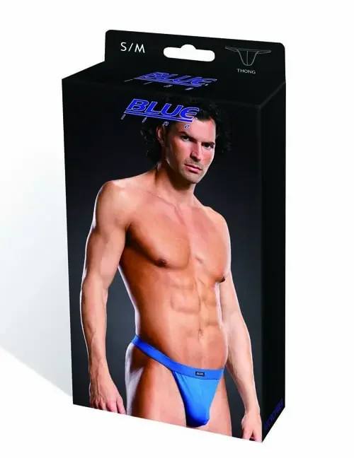 Blauer String aus elastischem Microfasergewebe