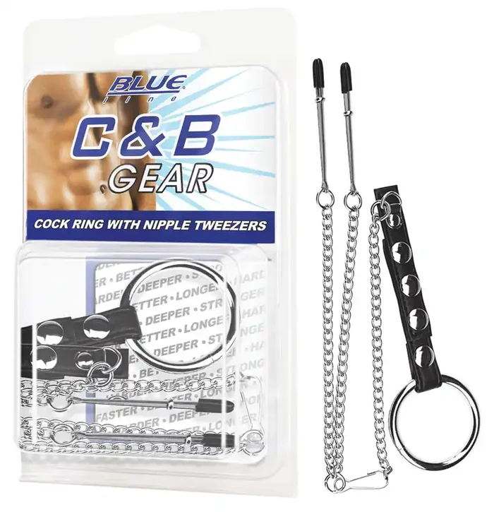 BLUE LINE C&B GEAR Cock Ring Mit Brustwarzenzangen