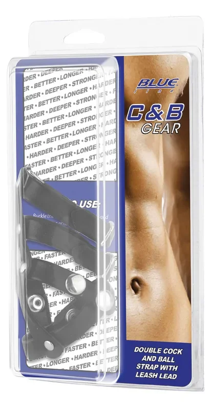 BLUE LINE C&B GEAR Doppelter Cock And Ball Strap Mit Leine