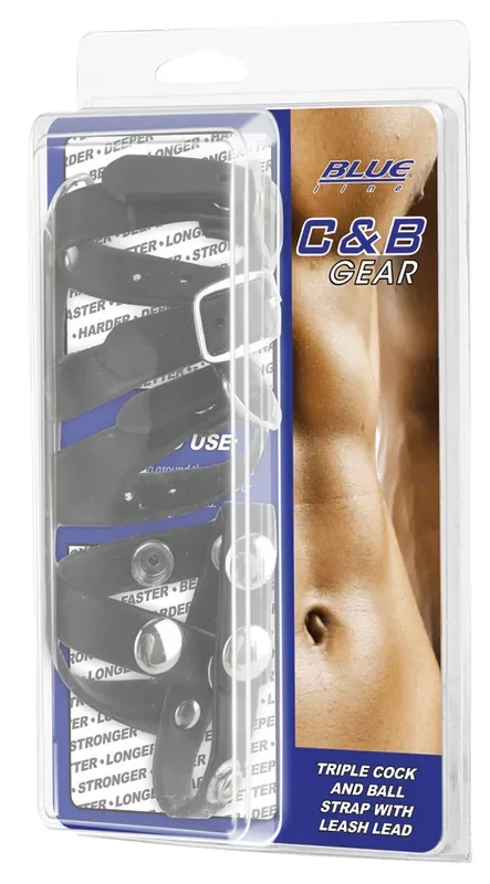 *BLUE LINE C&B GEAR Dreifaches Penis- und Hodenband mit Leine*