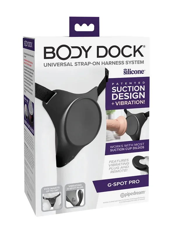 Body Dock G-Spot Pro Vibro-Strap-On-Harness, schwarz/grau