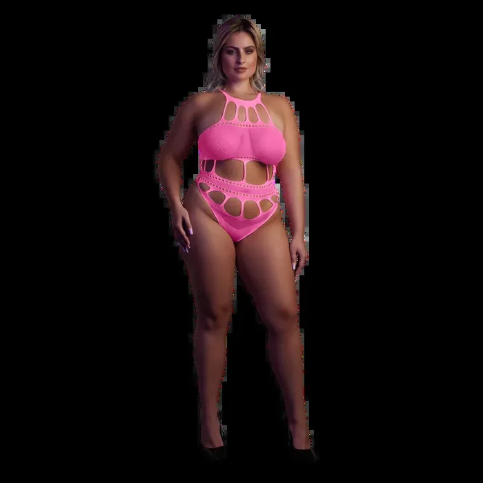 Body with Grecian Neckline – Plus Size – Neon Pink
