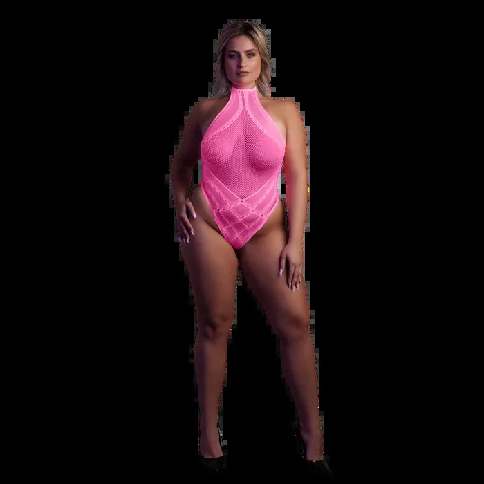 Body with Halter Neck – Plus Size – Neon Pink