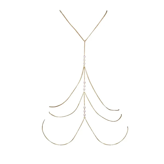Bodykette mit Perlen – Gold