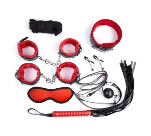 Bondage Fessel-Set aus Kunstleder und Stoff