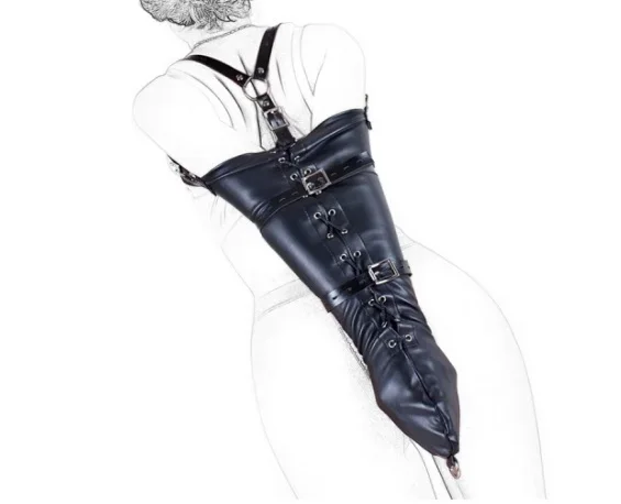 Bondage Kunstleder Armfesseln (Farbe: Schwarz)